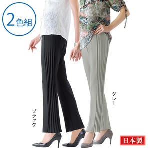 細見せマジック サイドプリーツパンツ 同サイズ2色組 細見せマジック サイドプリーツパンツ 同サイズ2色組